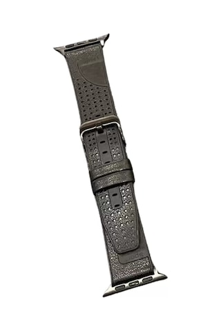 Movenchy Apple Watch Uyumlu 45mm Buff Deri Kordon - Siyah