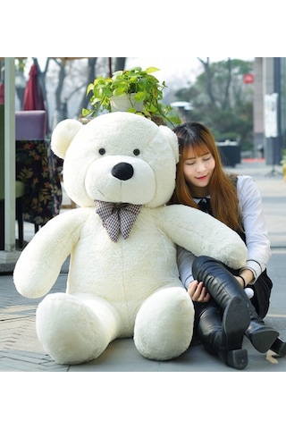 Papyonlu Sevimli Büyük Peluş Ayıcık. 130 Cm - % 100 Yerli Lila