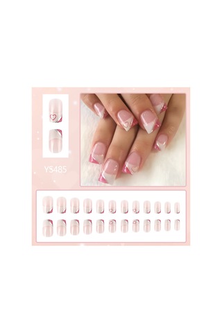 Kısa Parlak Günlük Tırnak Sanatı Kalp Avrupa Kare Tırnak Parçası Tatlı Aşınma Tırnak 24 Parça Takma Takma Tırnaklar Dahil Aletler Ys485