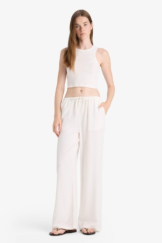 Defacto Wide Leg Cepli Yüksek Bel Standart Boy Keten Karışımlı Pantolon F5024ax25auwt32 Beyaz