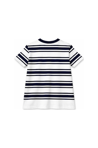 Mixray 2055 Kadın %100 Pamuk Çizgili Bisiklet Yaka T-shirt Lacivert Lacivert