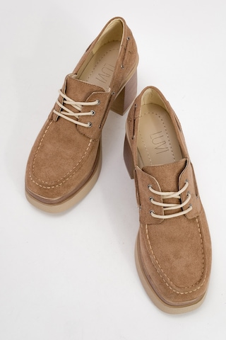 Dudley Koyu Bej Süet Bağcıklı Kadın Platform Topuklu Ayakkabı Koyu Bej