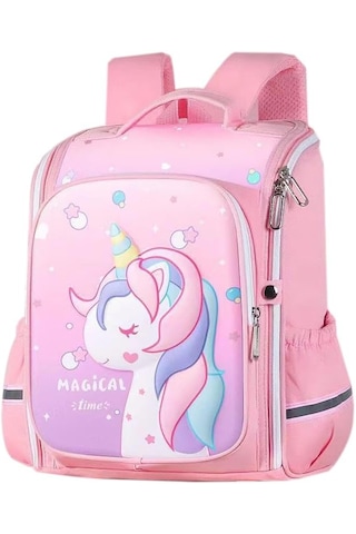 Unicorn 3d Desenli Kız Çocuk Kreş Ve Anaokulu Okul Çantası Pembe