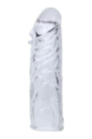 Lilitu Shop 14 Cm Damarlı Uzatmalı Şeffaf Silikon Penis Kılıfı