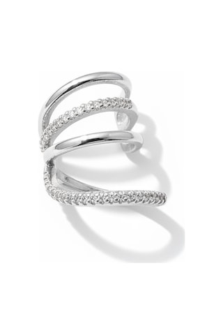 Earcuff Sıkıştırmalı Çelik Kıkırdak Küpe Çoklu Halka Görünümlü Gümüş Renk