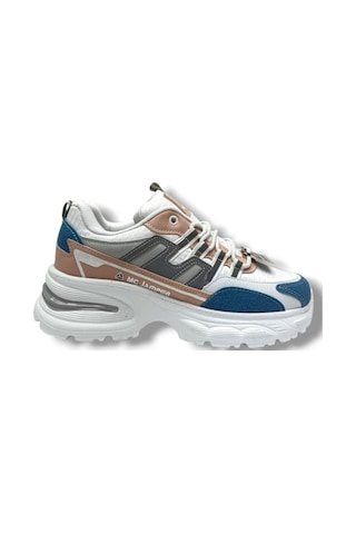 Marco Jamper 2286-26 Anorak Deri Anatomik Kadın Sneaker Petrol Beyaz Pudra