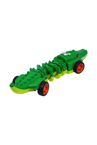 Timsah Araba - Otomatik Hareketli Sesli Işıklı 32 Cm - Yeşil Timsah Lisinya Çok Renkli