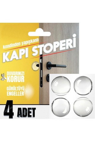 Yapışkanlı Kapı Stoperi Kapı Kolu Çarpma Engelleyici Şeffaf 4adet