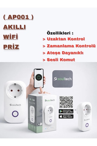 Soultech Akıllı Wifi Priz Uzaktan Kontrollü Zamanlayıcılı Smart Plug