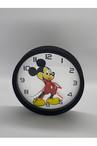 Micky Mouse Temalı, Siyah Kasa Duvar Saati Siyah