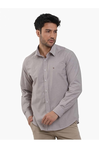 Dufy Kahverengi Erkek Regular Fit Pitikare Desenli Düğmeli Yaka Uzun Kol Gömlek - 98369-kahverengi Kahverengi