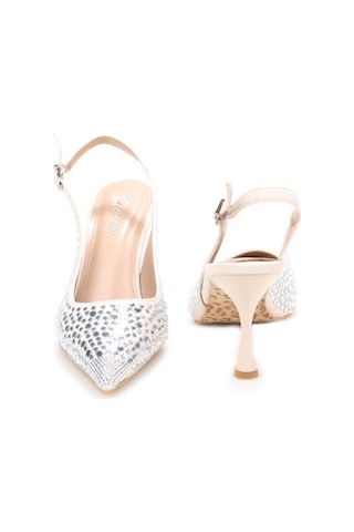Pisagor Ps-32150 Kadın 7 Cm Arkası Açık Abiye Stiletto Ayakkabı GÜMÜŞ