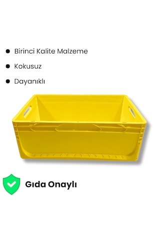 Alpbx 1.kalite Sarı Plastik Kasa 60x40x22 Cm - Kutu 44 Litre Sarı