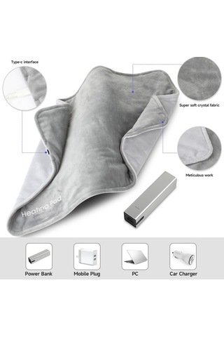 Agoodshop Isıtma Minderi Battaniye Ofis Koltukları Tip C Kablolu Ped Isıtıcı Hızlı Isıtma Elektrikli Sı