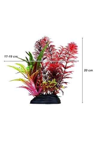 Plastik Yapay Akvaryum Bitkisi Dekoru 20 Cm Büyük Karışık Kırmızı