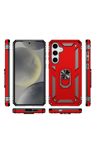 Samsung Galaxy Uyumlu S25 Kilif Zirhli Standli Miknatisli Silikon Kapak
