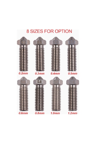 Neevoyu 3d Yazıcı Volkan Nozülü Seti 3 Adet - Paslanmaz Çelik, 0.6mm Çıkış Çapı, 1.75mm Filament Uyumlu, M6 Dış Dişli