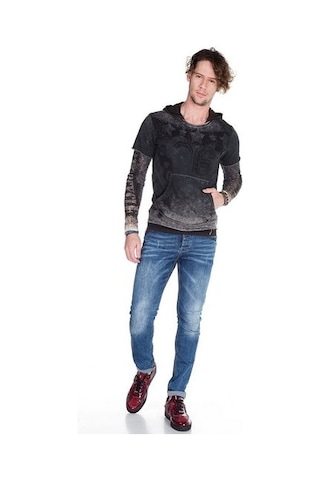 Cipo & Baxx Cl279 Baskılı Taş İşlemeli Erkek Kapşonlu Sweatshirt 001