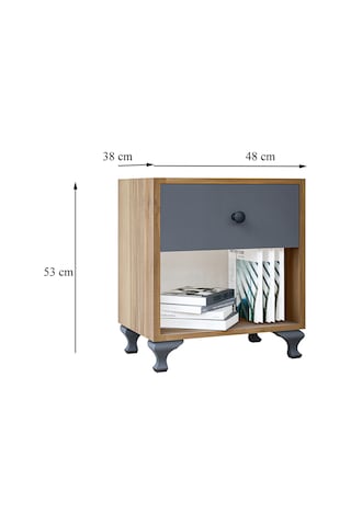 Gm 024 Ceviz Antrasit Gri Düğme Kulplu Komodin