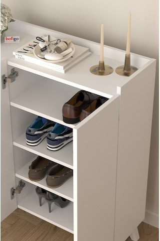 Bofigo 3 Kapaklı Ayakkabılık 8 Raflı Ayakkabılık Çok Amaçlı Dolap Ayakkabı Dolabı Kumsal Beyaz
