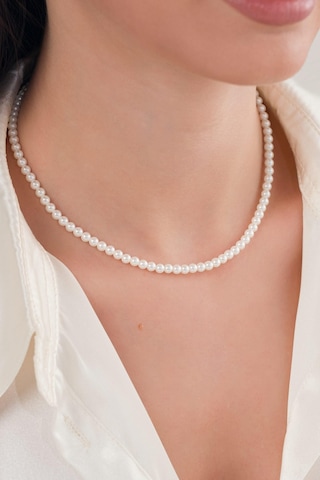 Tmt Silver Gümüş Beyaz İnci Choker Tasma Kolye