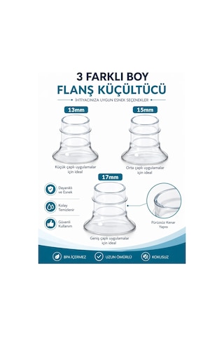 Babyhope Göğüs Pompası Kalkanı Silikon Flanş Küçültücü 13-15-17mm