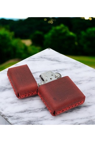 Cronder Hakiki Deri Çakmak Kılıfı Kımızı