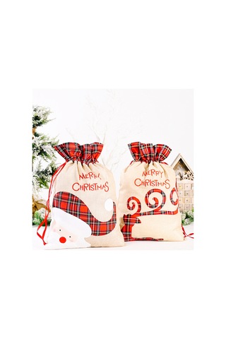 Mufunye Noel Büyük Boy Kumaş Hediye Çantası - 55x38 Cm, Şeker/ödül Taşıma, Santa/elk Desenli, Dayanıklı Kumaş Malzeme, Ev/parti Dekorasyonu Çok Renkli