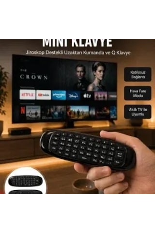 3 Ü 1 Arada Kablosuz Hava Mouse Mini Klavye Kumanda Yeni Nesil Najmaddin