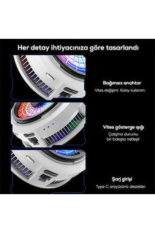 Memo Cx20 İos Android Soğutucu 20w Manyetik Rgb Telefon Soğutucu Anında Hızlı Soğutma,sessiz Fan Soğutma - Beyaz