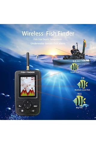 Ayrex Valkyrie Wireless Balık Bulucu Akıllı Sonar Teknolojisi Lcd Ekranlı Kablosuz Balık Tespit Cihazı