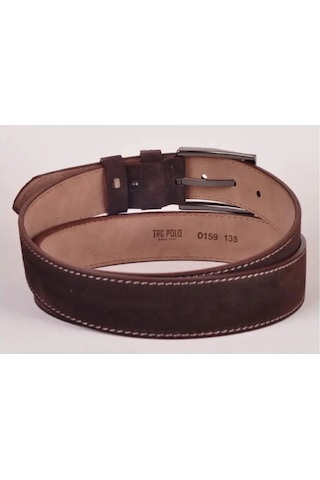 Trg Polo Kahve 4,5 Cm Kahve Hakiki Nubuk Deri Kemer -0159 Kahverengi
