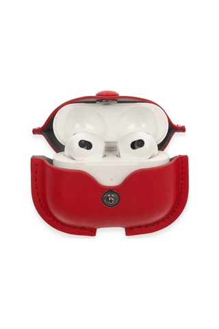 Airpods 3 3.nesil Çanta Deri Kılıf - Kırmızı