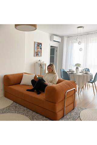 90x180 Kanepe - Fitilli Kadife Yıkanır Silinir Pratik Yer Yatağı 50 Dns Bondex 90x180cm Kiremit