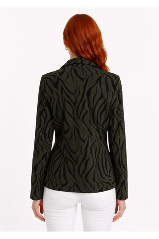 Neden Tekstil Kadın Siyah Desenli Regular Fit Blazer Ceket