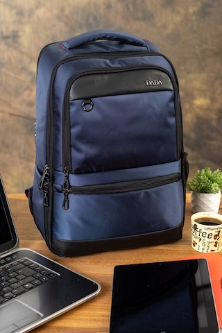 Case Club Körüklü Notebook Laptop Sırt Çantası 14""-15,6" İnç Su İtici Kumaş Lacivert