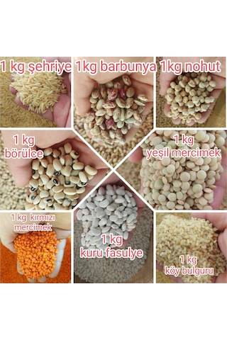 Kuru Bakliyat Paketi Eko Paket Şehriye ,barbunya,nohut,börülce,mercimek,kuru Fasulye,bulgur Net 9 Kg