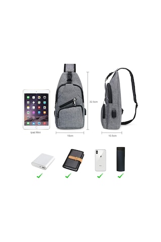 Usb Şarj Ve Kulaklık Girişi Bulunan Erkek Omuz Çantası, Göğüs Çantası