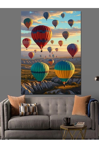Ahşap Tablo Kapadokya Balon Turu Manzarası