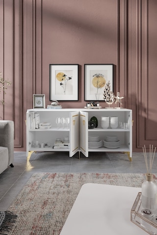 TREND KONSOL MDF MEBRAN KAPAK BEYAZ GOLD