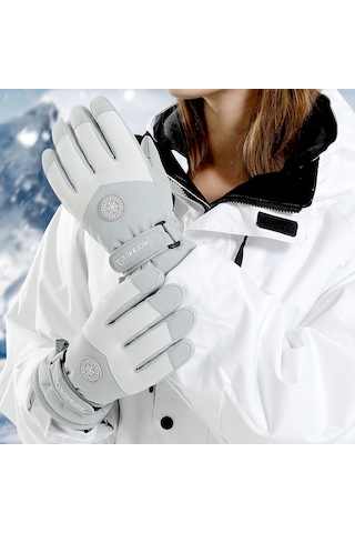 Golovejoy Sk15 1 Çift Kış Kayak Eldivenleri Su Geçirmez Polar Astarlı Dokunmatik Ekran Anti Kayıp Toka