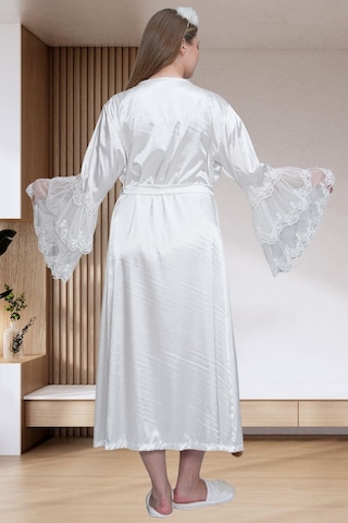 Mecit 6301 Ekru Hamile Lohusa Dantelli Sabahlık Gecelik Takım