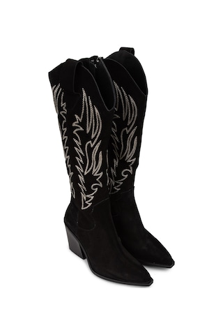 Deery Kadın Hakiki Süet Siyah Western Çizme - Z1614zsyhc01 Siyah