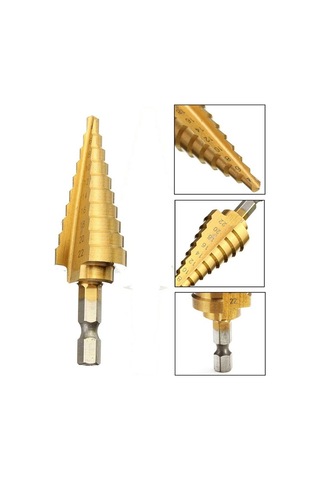 Ccgloball 1 Adet Dayanıklı 422 Mm Yüksek Hızlı Altıgen Titanyum Kaplı Kademeli Konik Matkap Ucu