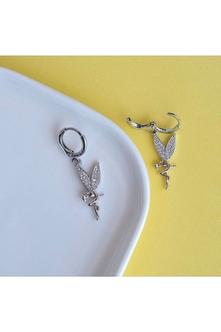 Su Perisi Charmlı Küpe Perili Küpe Silver Renkli Renkli