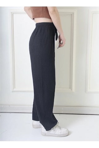 Modaley Giyim Kadın Kışlık Kalın Fitilli Kaşkorse Pijama Altı Eşofman Altı Cepsiz Siyah -ml01