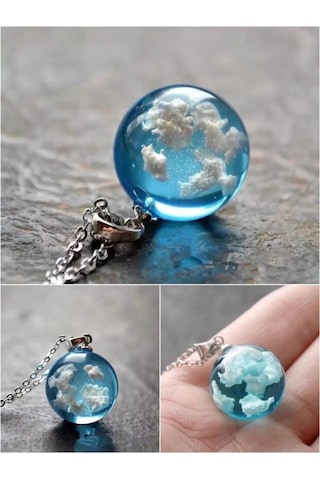 Hediye Vakti 3 Boyutlu Mavi Bulut Kolye Mm1871 Antik Gümüş