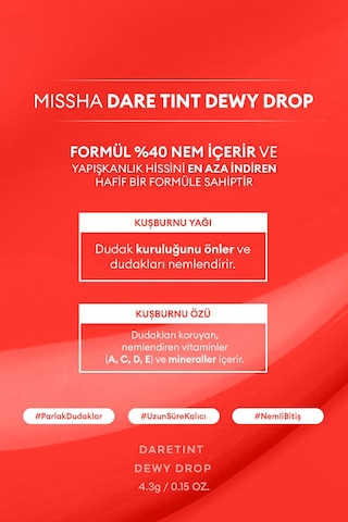 Uzun Süre Kalıcı Nemli Bitiş Sunan Parlak Tint Dare Tint Dewy Drop Baby Coral 0