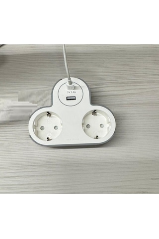Enfe Topraklı İkili Fiş Priz 1xusb + 1xtypec Golyat Tipi Masaüstü Gömmeli Şık Tasarım Priz Çoğaltıcı 0
