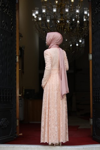 İbrahim Burak Etiler Collection Ahunisa Henna Abiye Somon 5646
